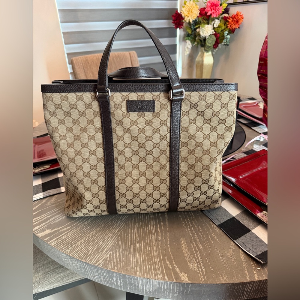 Gucci Beige and Dark Brown Men's Tote - Picture 2 of 15